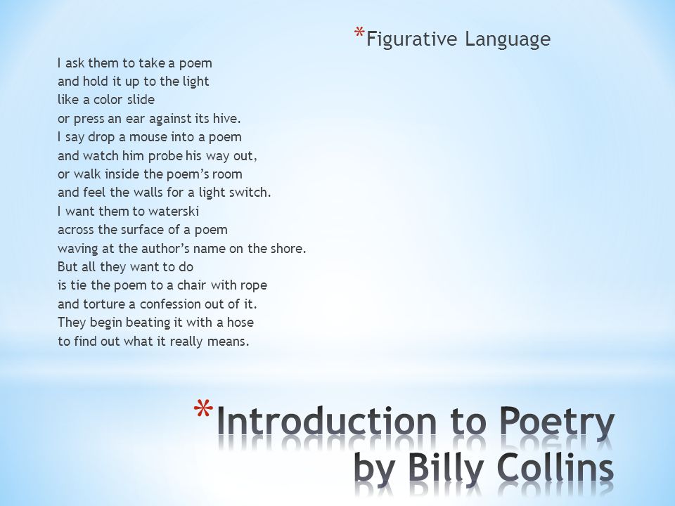 The introduction to poetry billy collins essay